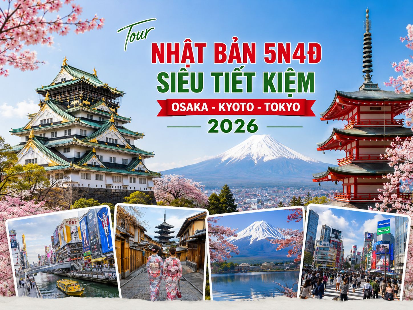 Tour Nhật Bản 5N4Đ Siêu Tiết Kiệm Osaka - Kyoto - Tokyo 2026